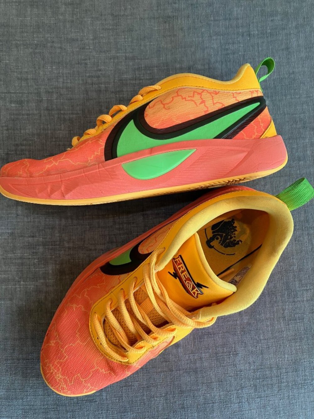 Nike Giannis Freak 5 GS 6Y Womens 7.5 Orange Green Basketball Shoes Sneakers